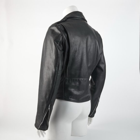 Brooks Black Leather Brando Motorcycle Jacket SIze 40 Made in USA Talon … - Picture 5 of 16